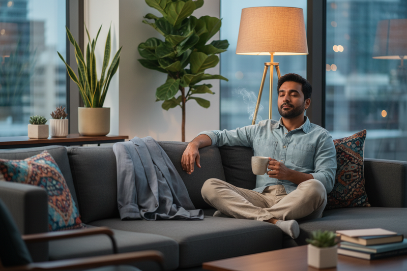 Indian man or woman relaxing after work